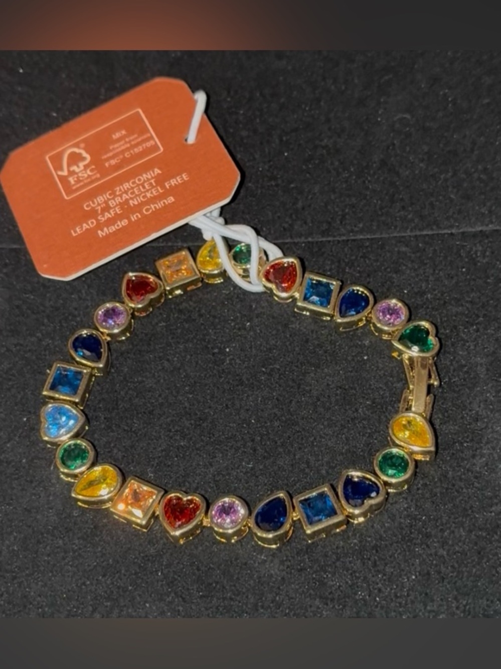Camila Coelho Viral Gold Rainbow Multicolor Cubic Zirconia Bracelet NWT